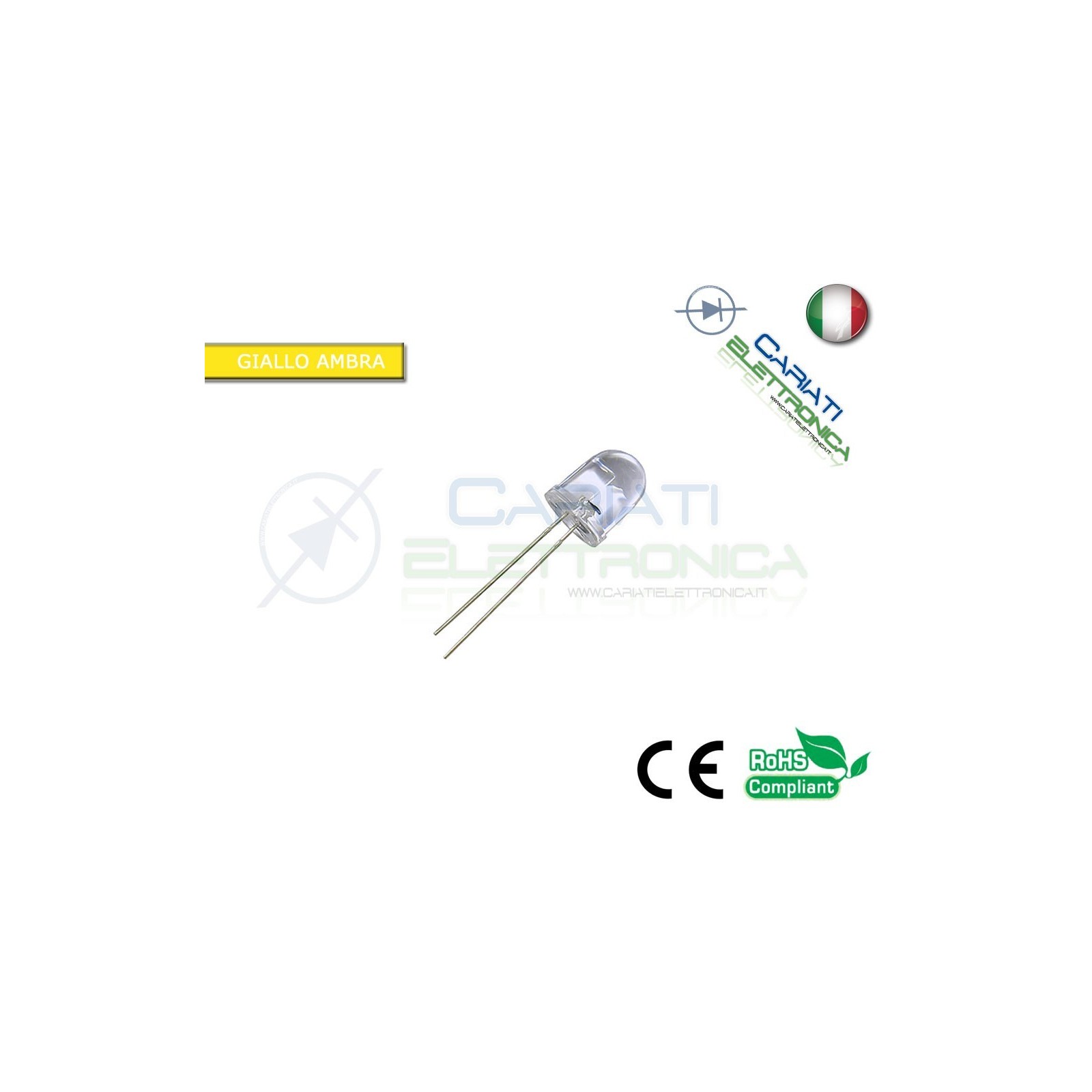 500 pz led 10mm Giallo Ambra 5000 mcd alta luminosità
