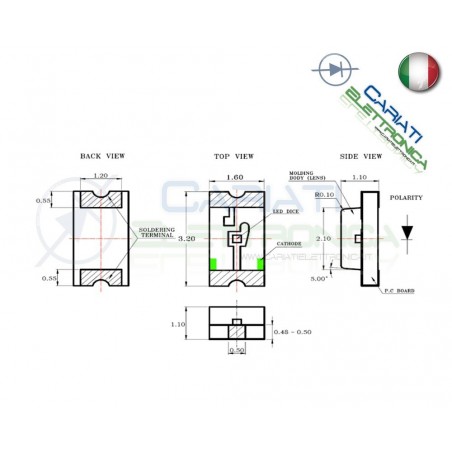 10 pz Led smd 1206 BANCHI BIANCO alta luminosità