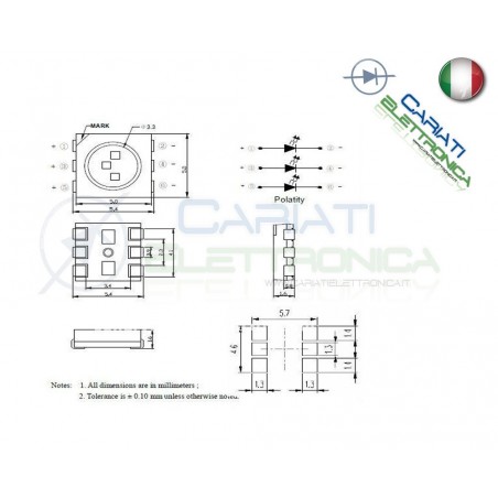 10 pz Led smd 5050 BIANCHI BIANCO PLCC6 alta luminosità