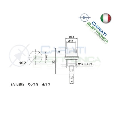 2 pezzi portafusibile porta fusibile 5x20 per fusibili vetro ceramici Generico