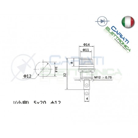 2 pezzi portafusibile porta fusibile 5x20 per fusibili vetro ceramici Generico