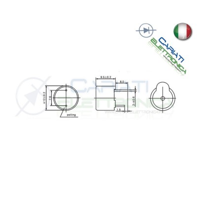 Cicalino Buzzer attivo 12x9,5 mm 12V Con Oscillatore Integrato