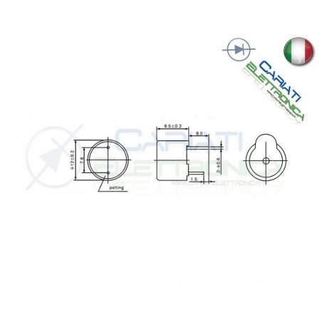 Cicalino Buzzer attivo 12x9,5 mm 12V Con Oscillatore Integrato