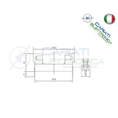 2 PEZZI PORTAFUSIBILE FUSIBILE 5X20 PORTA FUSIBILE Generico