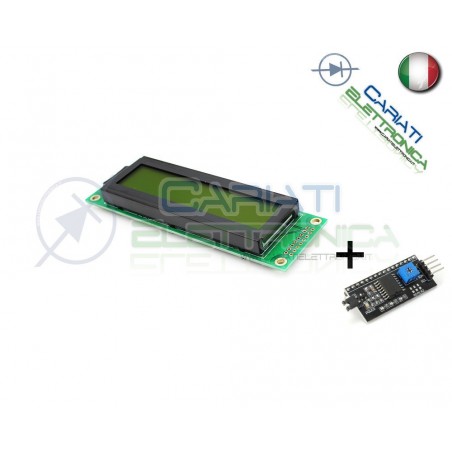 Display Lcd Character Lcm VERDE 20x2 2002 + SERIALE I2C / IIC PER ARDUINO