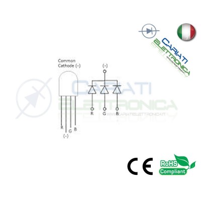 500 pz Led RGB DIFFUSO 5mm 4 pin 8000mcd CATODO COMUNE