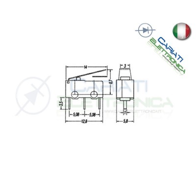 10 Pezzi MicroSwitch a leva Pulsante Fine Corsa Micro Switch PCB