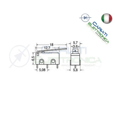 10 Pezzi MicroSwitch a leva Pulsante Fine Corsa Micro Switch PCB