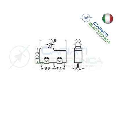 2 Pezzi MicroSwitch a leva Pulsante Fine Corsa Micro Switch Finecorsa