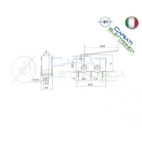 2 Pezzi Microswitch a leva levetta Finecorsa Punsante interruttore a scatto Generico