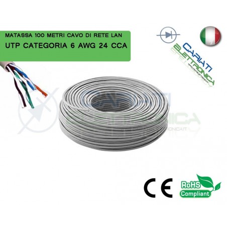 MATASSA 100 M MT METRI UTP CAT 6 CAVO DI RETE LAN ETHERNET BOBINA