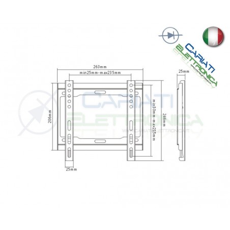 SUPPORTO STAFFA TV LCD TFT LED BASSO PROFILO DA 23 A 42 POLLICI 23