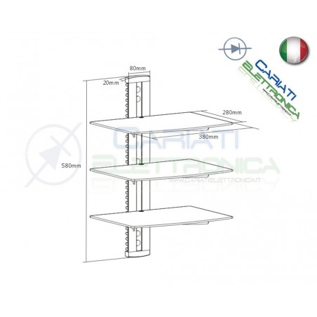 MENSOLA SUPPORTO PER TV DVD XBOX PS3 SKY STEREO AUDIO VIDEO CONSOLE