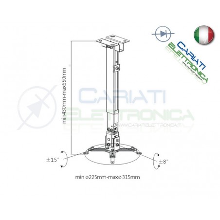 SUPPORTO STAFFA BRACCIO MURO SOFFITTO PROIETTORE VIDEOPROIETTORE NERAEwent