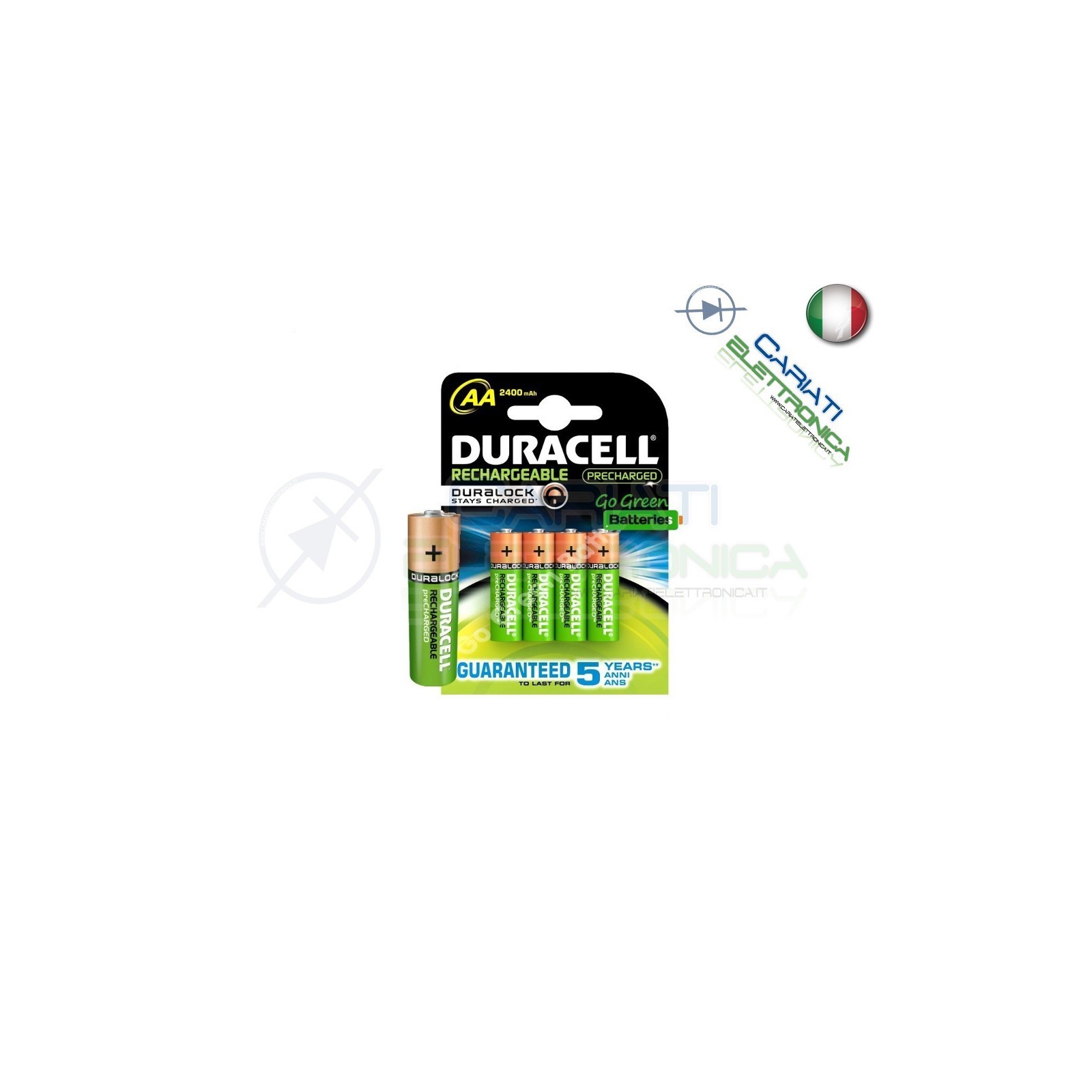 4 BATTERIE PILE DURACELL AA MN1500 RICARICABILI 2400MAH Duracell
