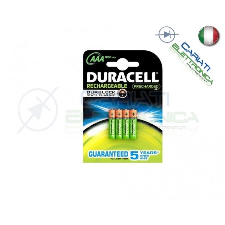 4 BATTERIE PILE DURACELL AAA MN2400 RICARICABILI 800MAH Duracell