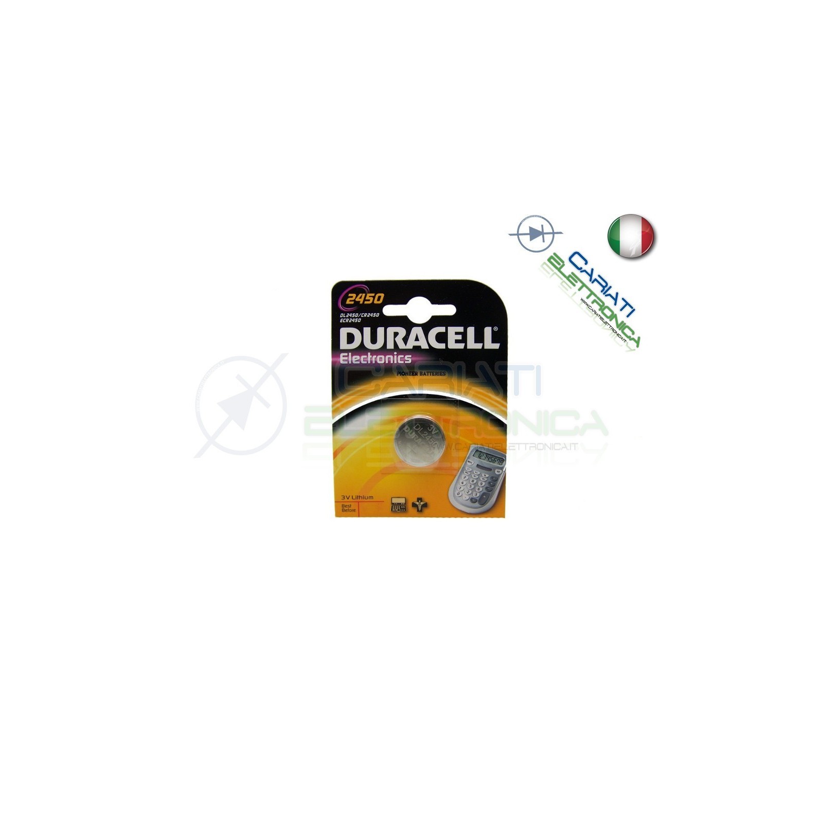 BATTERIA DURACELL DL2450 PILA A BOTTONE CR2450 2450 Duracell