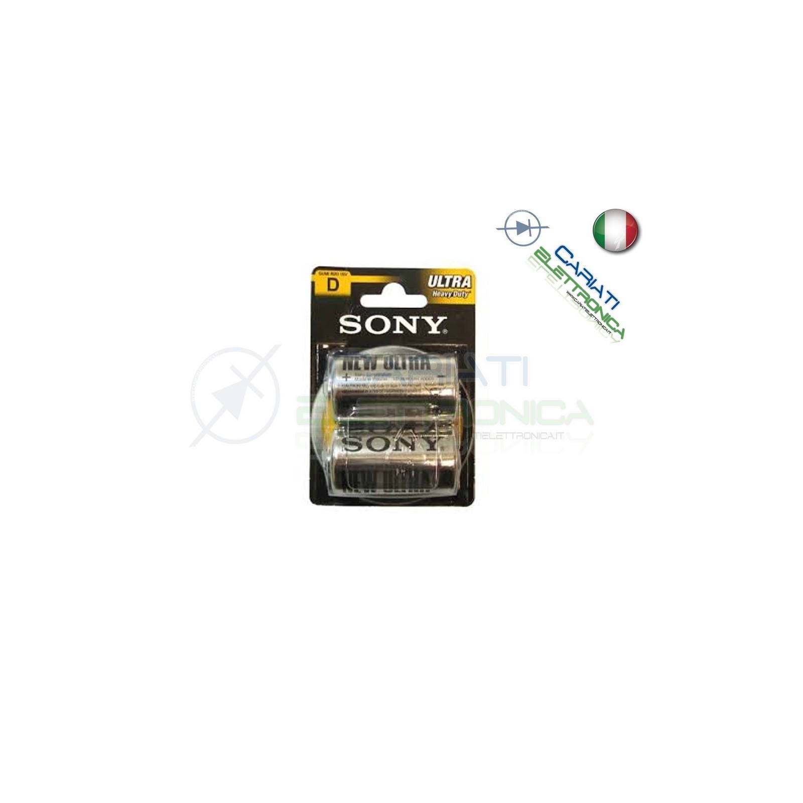2 BATTERIE SONY TORCIA D ULTRA HEAVY DUTY R20 PILA 1.5 VSony