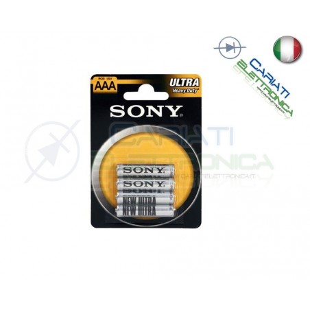 4 BATTERIE PILE SONY MINISTILO AAA R03 ULTRA HEAVY DUTY 1.5V IN BLISTERSony