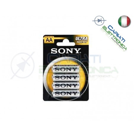 4 BATTERIE PILE SONY STILO AA R6 ULTRA HEAVY DUTY 1.5V IN BLISTERSony