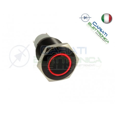 INTERRUTTORE LED ROSSO 12V 16MM NERO AUTO MOTO CAMPER TUNING Angel Eye