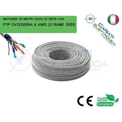 MATASSA 10 METRI 10M MT FTP CAT.6 SCHERMATA CAVO DI RETE LAN RAME GIGABITGenerico
