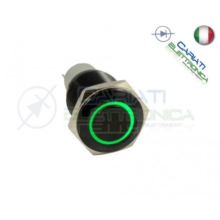 INTERRUTTORE LED VERDE 12V 16MM NERO AUTO MOTO CAMPER TUNING Angel Eye