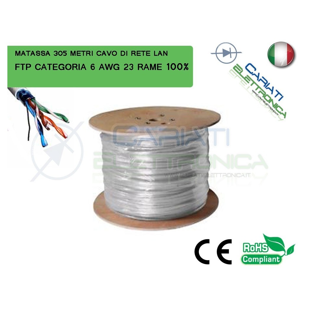 MATASSA 305 METRI 305M MT FTP CAT.6 SCHERMATA CAVO DI RETE LAN RAME GIGABIT
