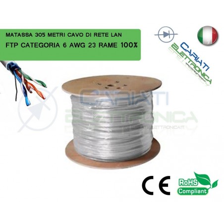 MATASSA 305 METRI 305M MT FTP CAT.6 SCHERMATA CAVO DI RETE LAN RAME GIGABIT