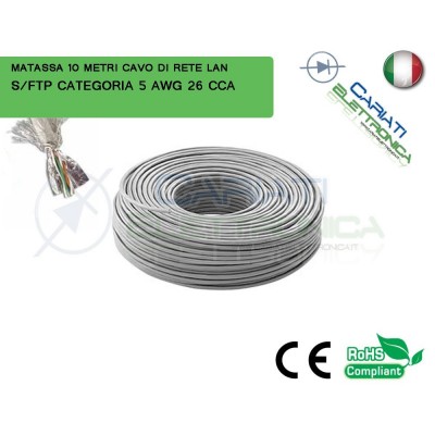 MATASSA 10 METRI S/FTP CAT. 5 5E AWG 26 CCA SCHERMATA CAVO DI RETE LAN ETHERNETCariati Elettronica