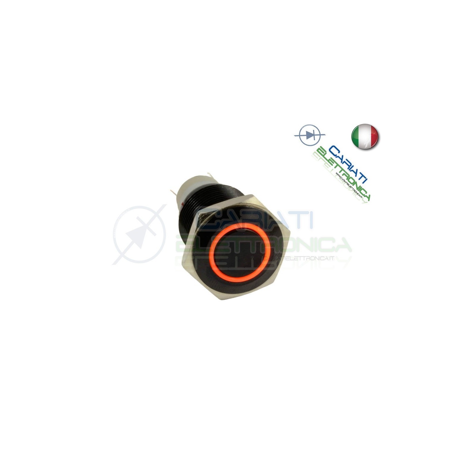 INTERRUTTORE LED ARANCIONE 12V 16MM NERO AUTO MOTO CAMPER TUNING Angel Eye
