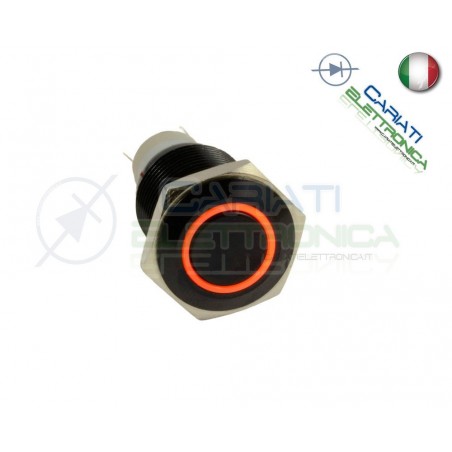INTERRUTTORE LED ARANCIONE 12V 16MM NERO AUTO MOTO CAMPER TUNING Angel Eye