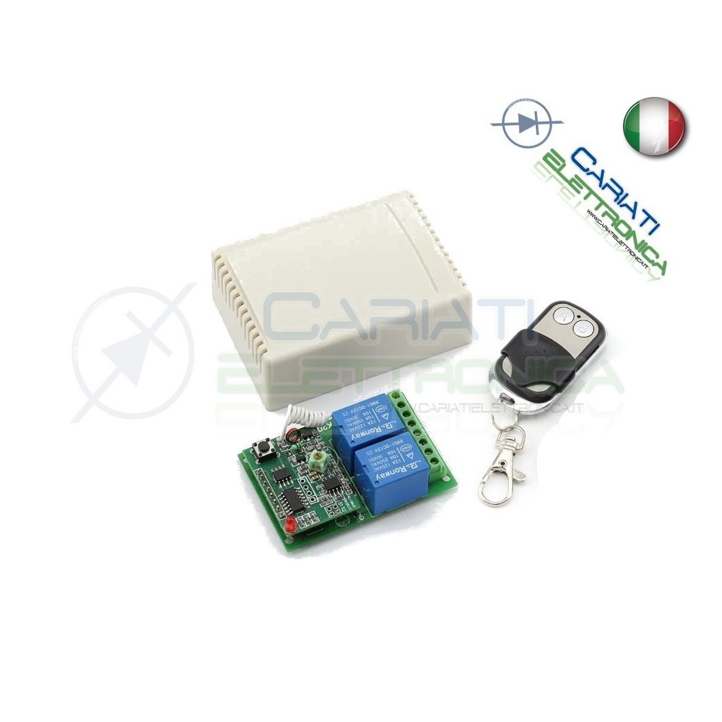 Scheda Ricevente Ricevitore 24V 433 Mhz 2 Relè Canali con Telecomando