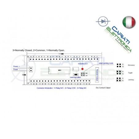 Scheda Ricevente Ricevitore 12V 433 Mhz 15 Relè Canali con Telecomando