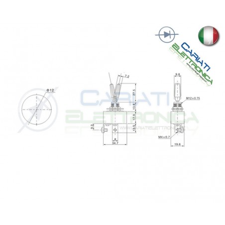 INTERRUTTORE LEVA 12V 50A SPST CROMATO AUTO MOTO TUNING BATTERIA