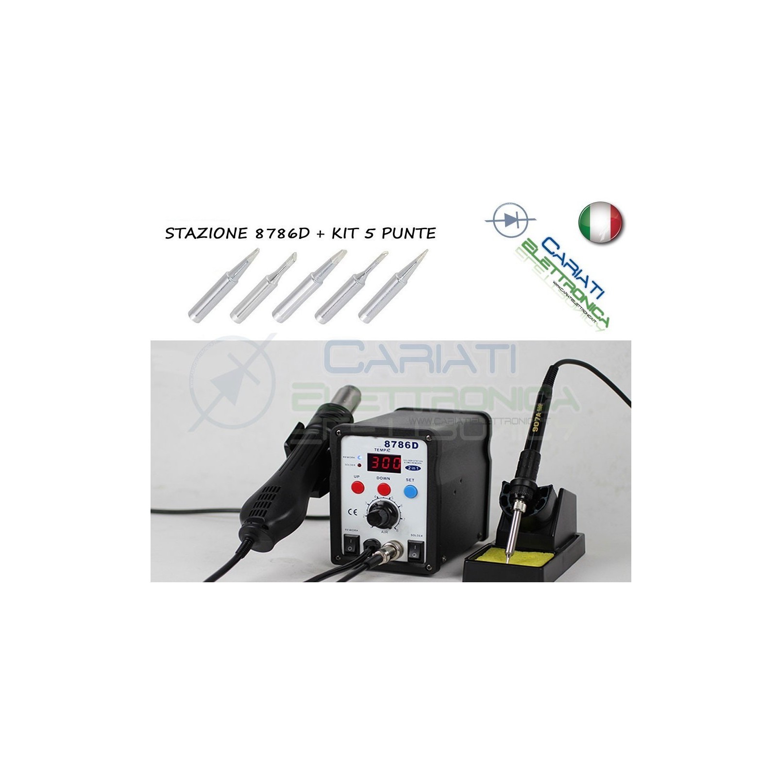 STAZIONE 8786D AD ARIA CALDA CON SALDATORE 2 IN 1 SALDANTE + KIT 5PUNTEGuangzhou Yihua Electronic Equipment Co.,Ltd.