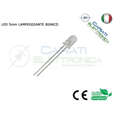 10 pz Led Lampeggianti Bianchi 5mm 10000mcd Bianco