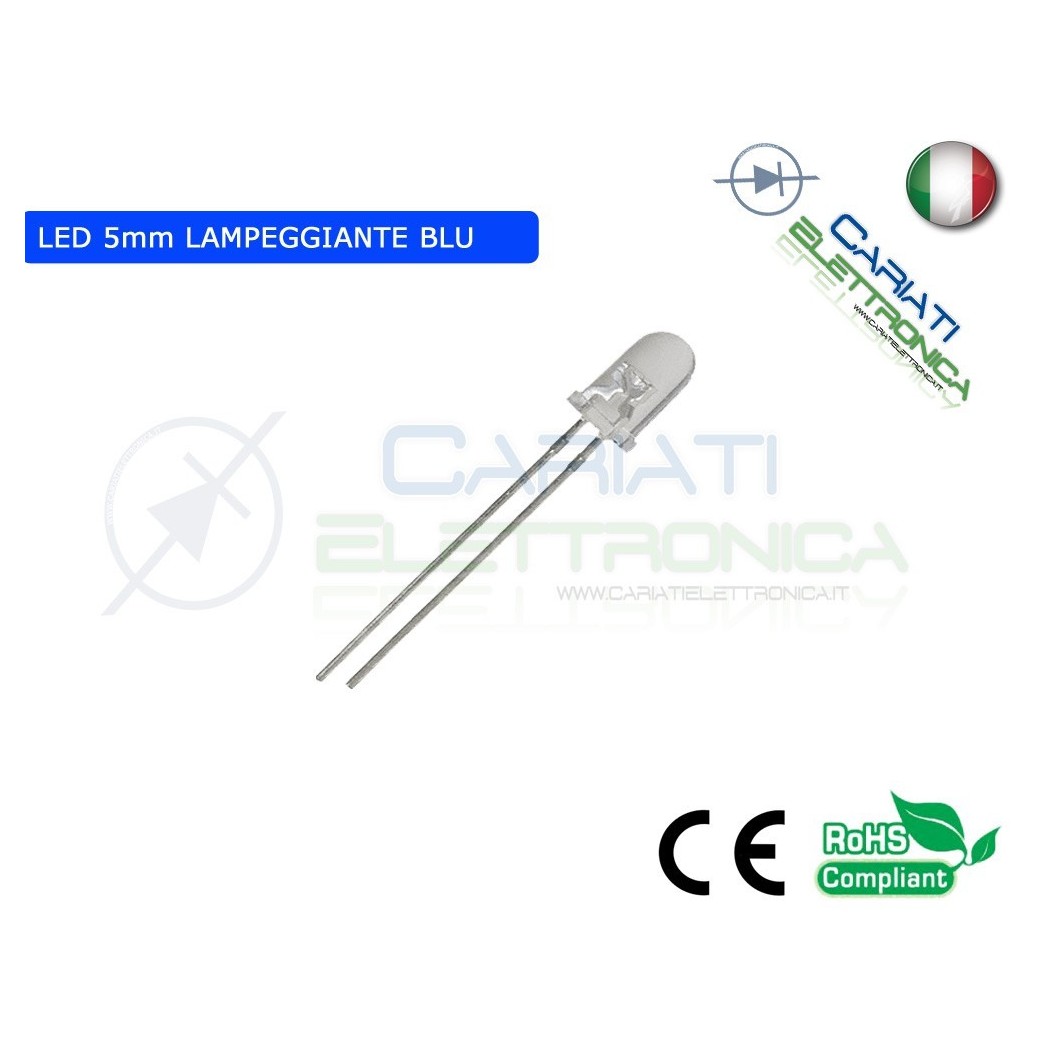 10 pz Led Lampeggianti Blu 5mm 8000mcd alta luminosità