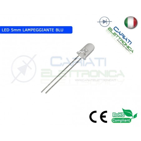 10 pz Led Lampeggianti Blu 5mm 8000mcd alta luminosità