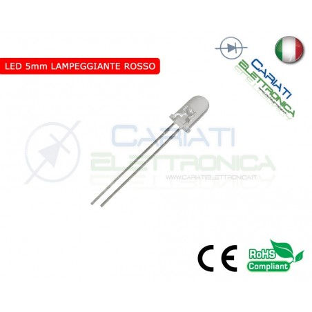 500 pz Led Lampeggianti Rossi 5mm 8000mcd Rosso