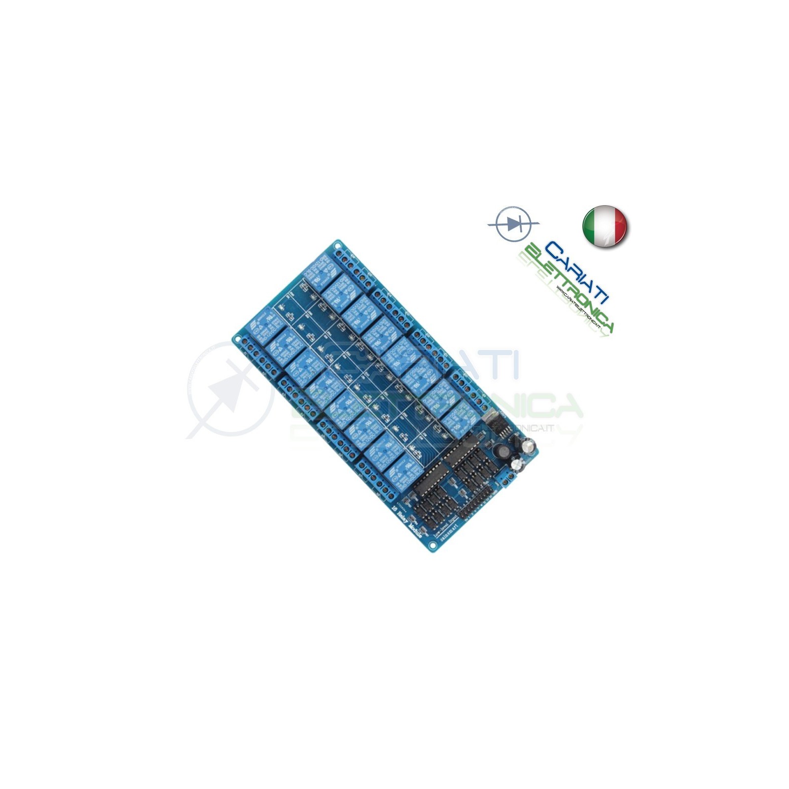 MODULO SCHEDA RELE' 16 CANALE OPTOISOLATO 10A 250V ARDUINO SHIELD 5Vdc CON LED