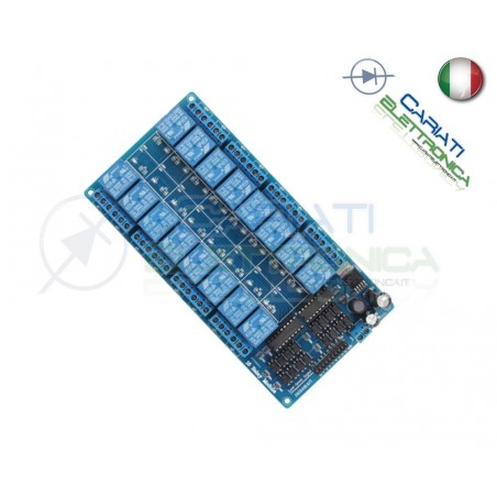 MODULO SCHEDA RELE' 16 CANALE OPTOISOLATO 10A 250V ARDUINO SHIELD 5Vdc CON LED
