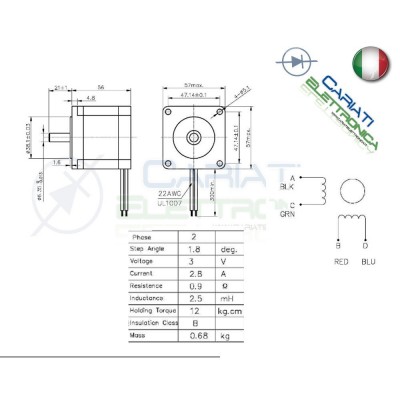 Nema23 Motore Stepper Motor 1,26 Nm 56mm Passo Passo CNC 3D StampanteGenerico