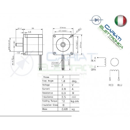 Nema23 Motore Stepper Motor 1,26 Nm 56mm Passo Passo CNC 3D StampanteGenerico