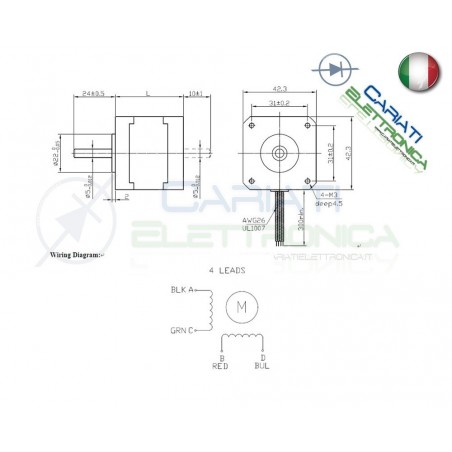 Nema 17 Motore Stepper Motor 4kg cm 40mm Passo Passo CNC 3D Stampante