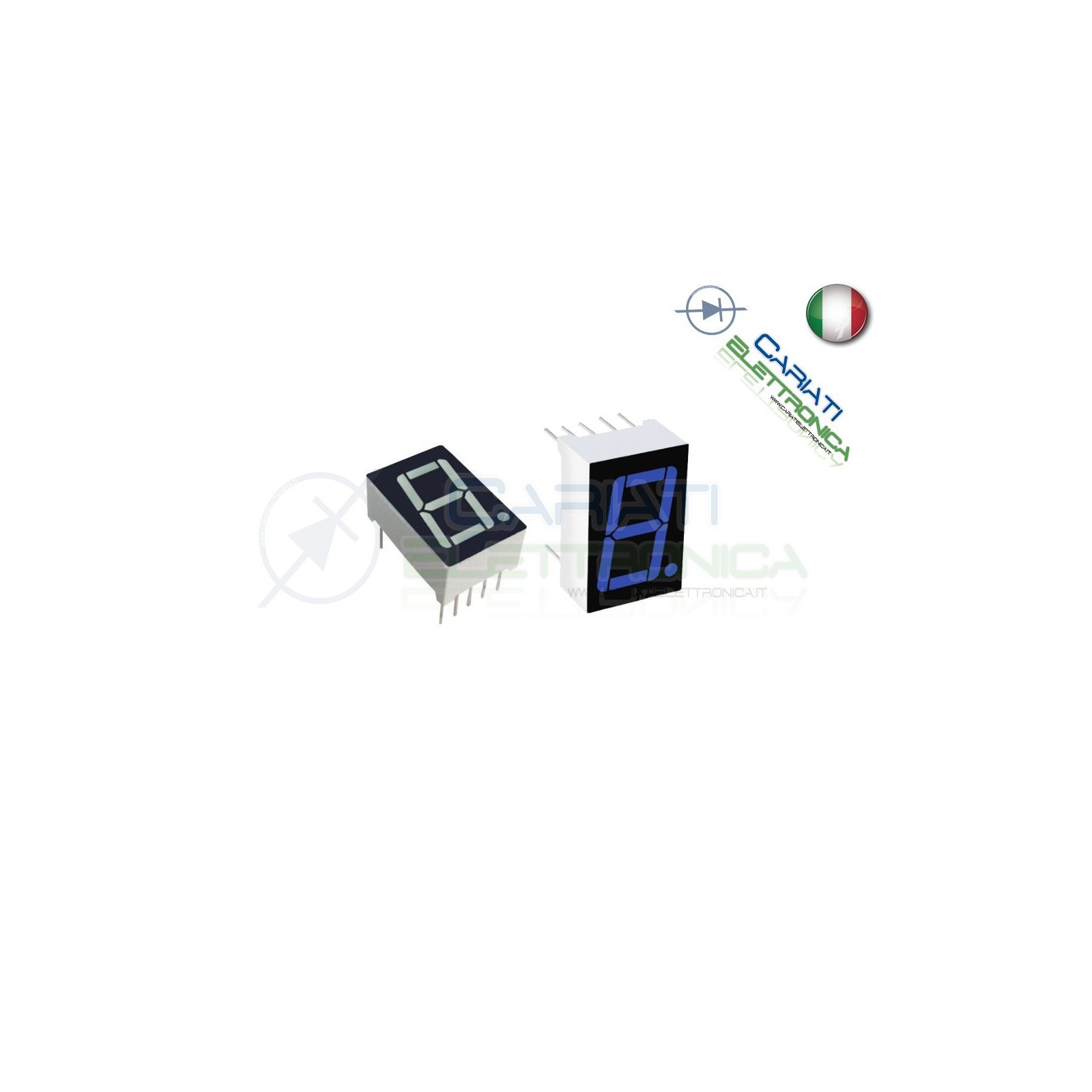 1 Pezzo Display 0.56" 19mm 7 Segmenti Blu Anodo Comune