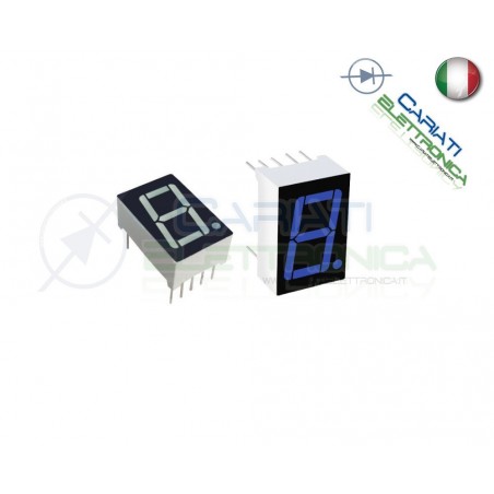 1 Pezzo Display 0.56" 19mm 7 Segmenti Blu Anodo Comune