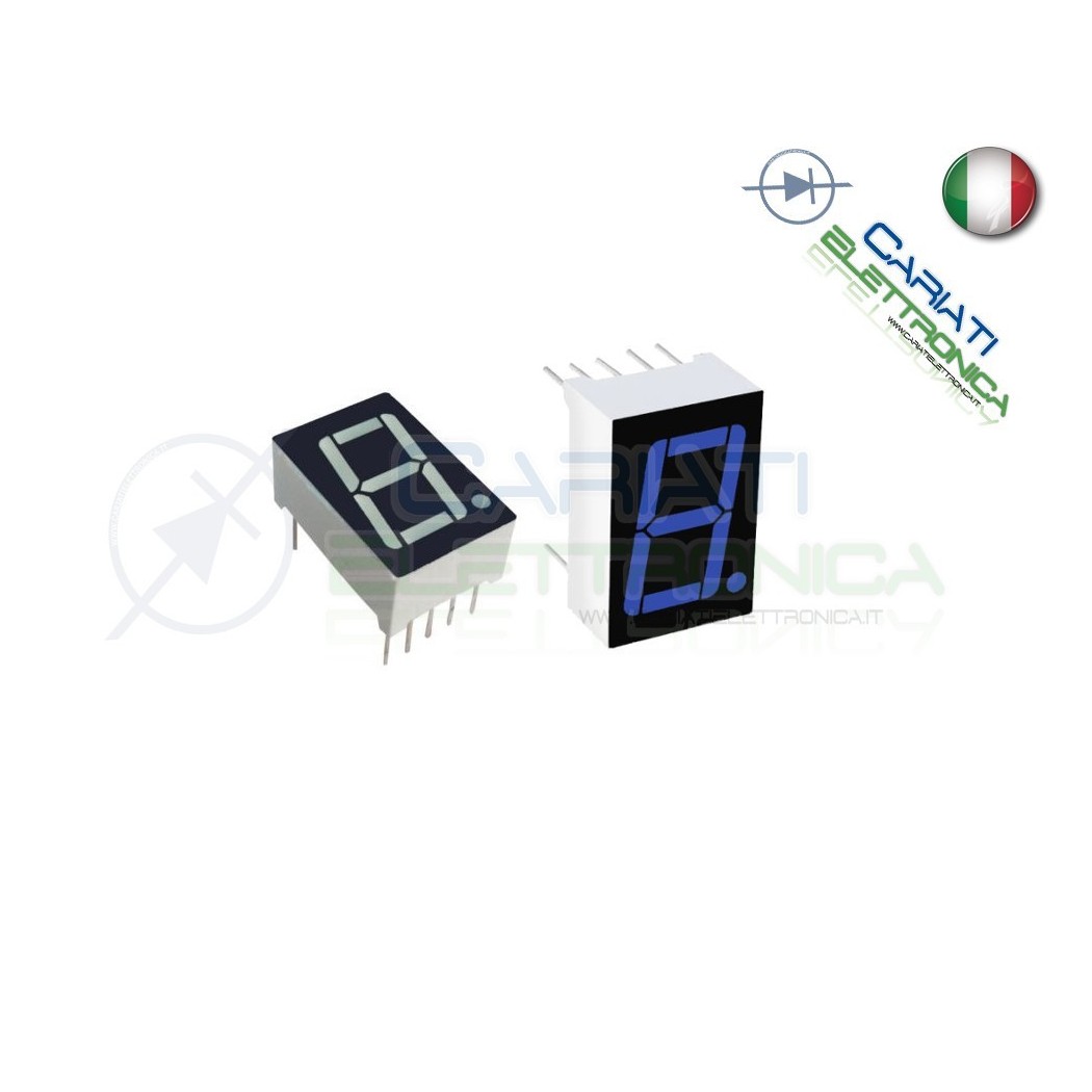 1 Pezzo Display 0.56" 19mm 7 Segmenti Blu Catodo Comune