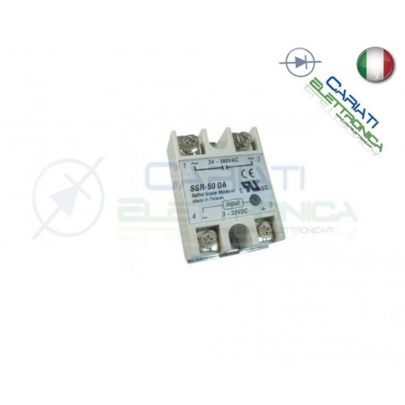 Relè Statico 50A 3-32Vdc 24-380Vac SSR-50 DA Stato Solido Relay