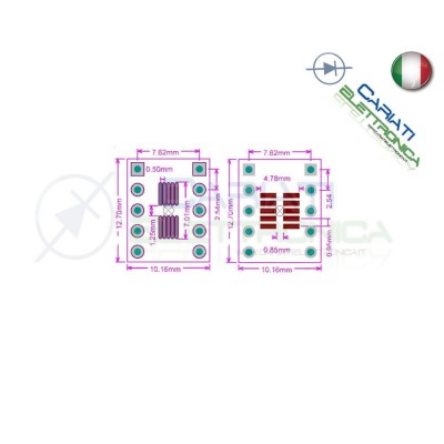 2 Pezzi Adattatore Basetta Test PCB SOP10 SO10 SOIC10 SMD a DIP10 10 Contatti Generico